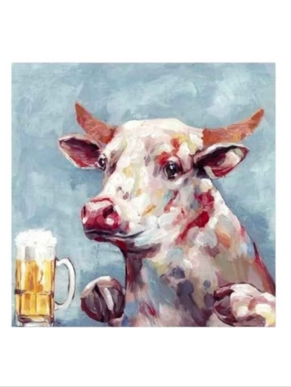 Colorful Cow Art Print with Beer Mug
